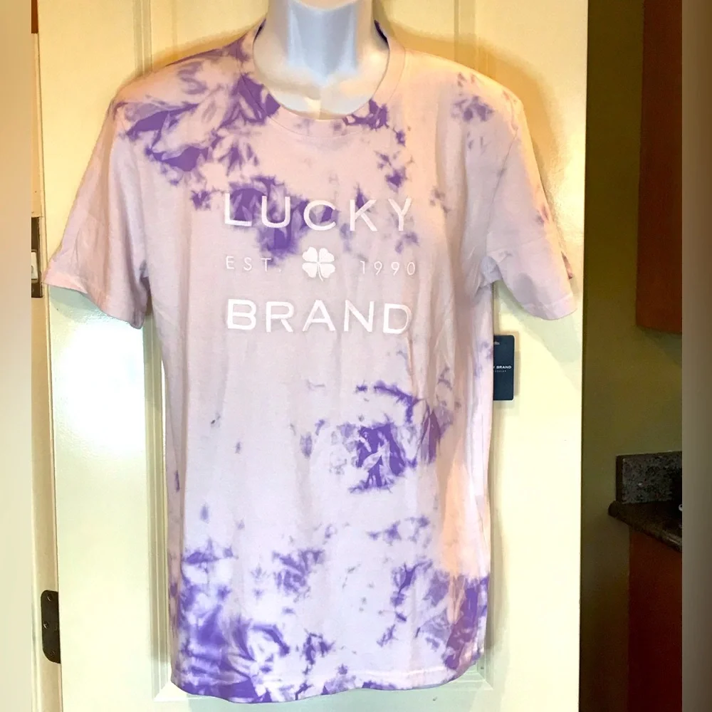 Lucky Brand purple tie dyed short sleeve shirt NWT SIZE M. UNISEX - Picture 1 of 7
